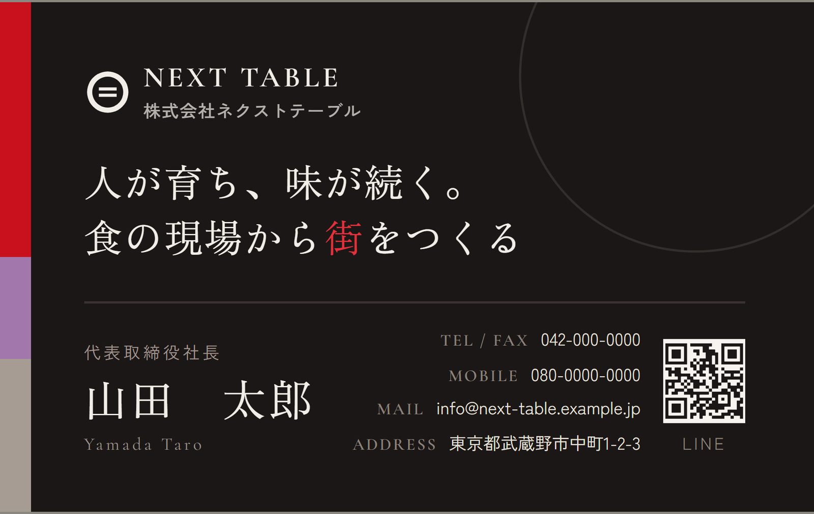 同名刺のB案 表面