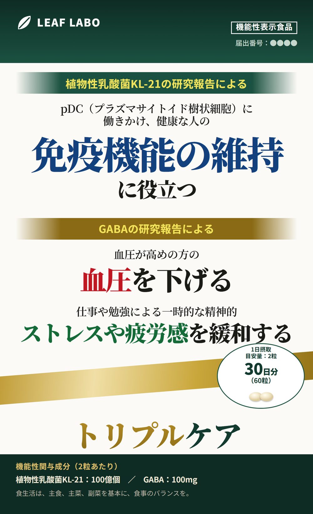 同パッケージのB案。生成りの地に明朝体と金の帯を使い、落ち着いた印象にまとめた構成